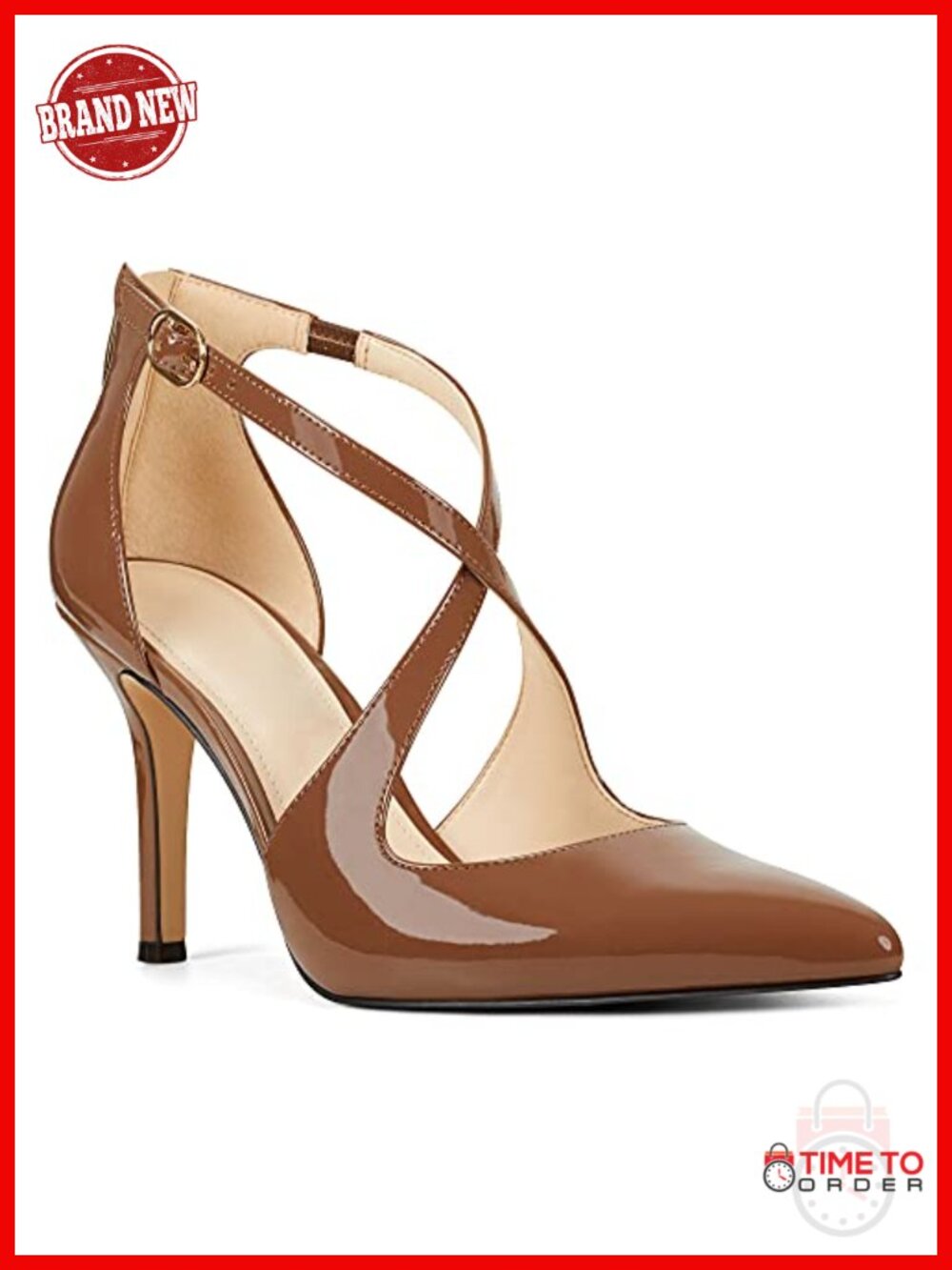 Womens Pointed Toe Stiletto Pumps Crossed Strap D'Orsay Heels Party Dress Shoes